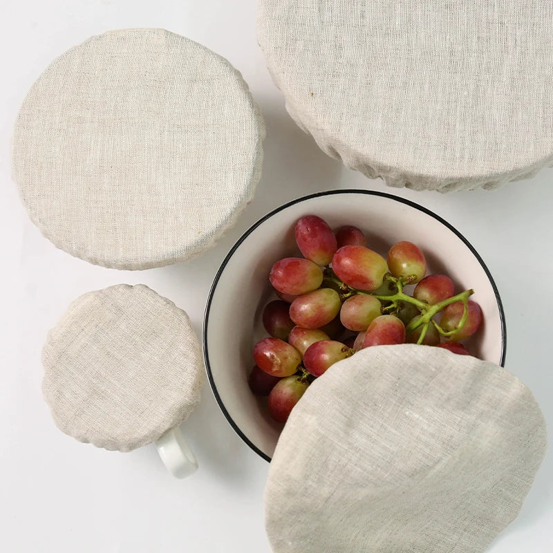 Sage Wood 4Pcs 100% Linen Bowl Cover
