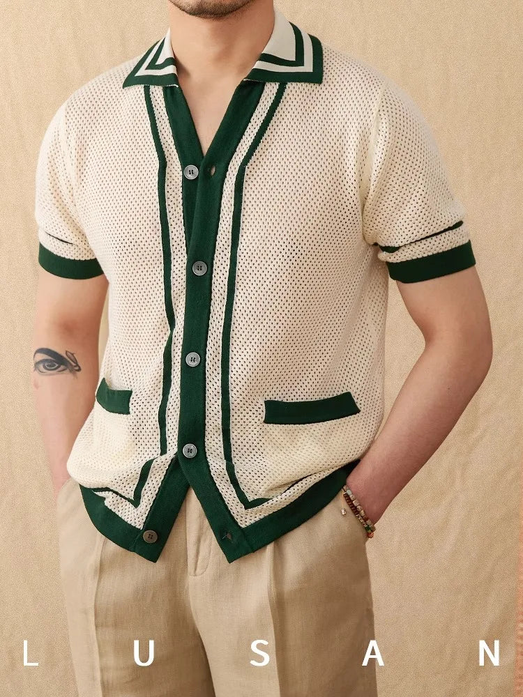 Golden Meadow Cotton Mens Cardigan