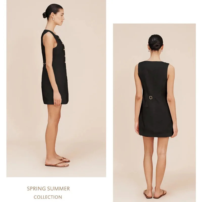 Fern Maple White Solid Dress Linen Womens Dress