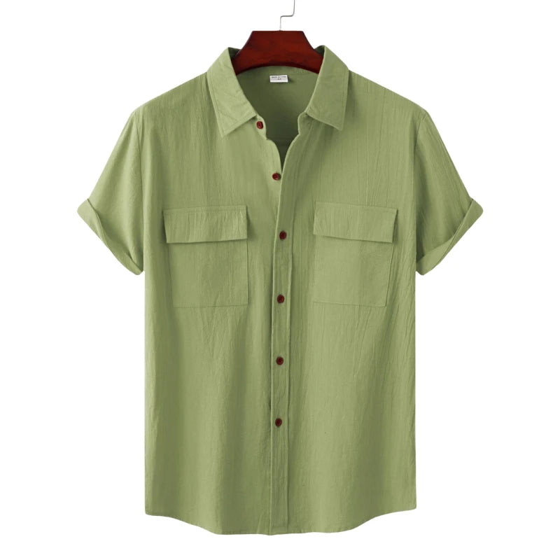 Spring Breeze Cotton Linen Mens Casual Shirt