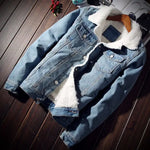 Winter Denim Fleece Cotton Mens Jacket