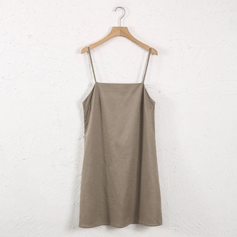 Sunset Gold Dress Cotton Linen Womens Dress