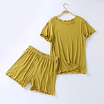 Lime Forest Solid Shorts Viscose Womens Pajama Set