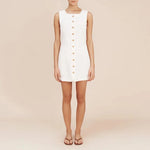 Fern Maple White Solid Dress Linen Womens Dress