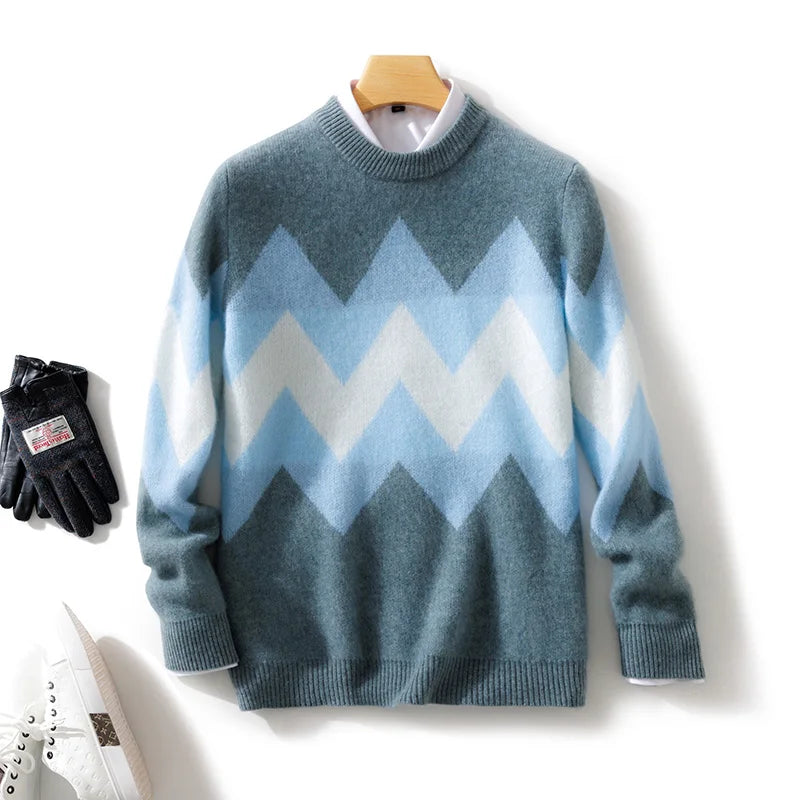 Frosty Lagoon Patchwork Mens Sweater