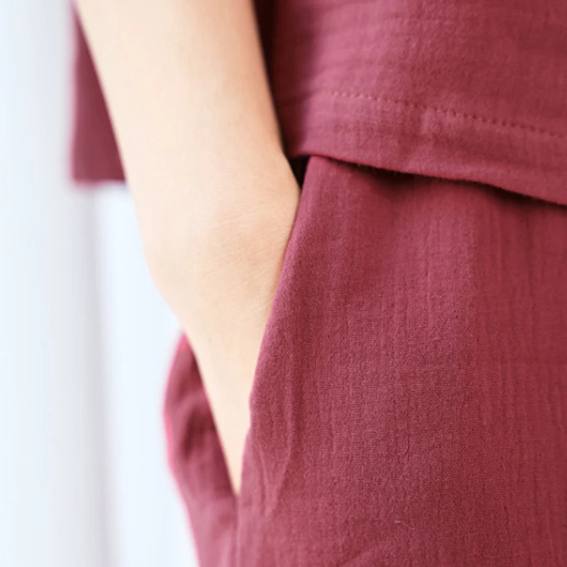 Mistwood Peach 100% Cotton Womens Pajamas Two-Piece Set