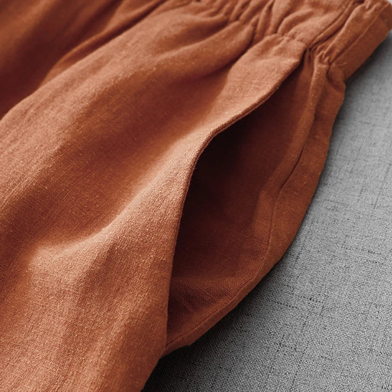 Toasted Orange Cotton Linen Womens Pants