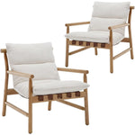 Rustic Twilight 2Pcs Mid Century Modern Linen Wood Chairs