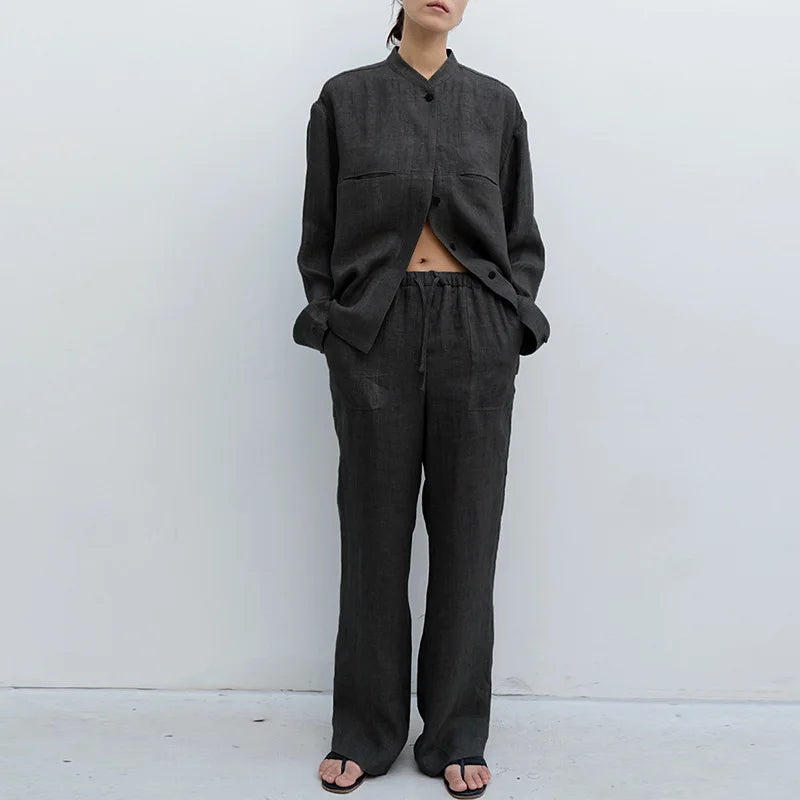 Soothing Forest Purple Solid Lounge 100% Cotton Womens Pants