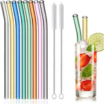 Azure Frost Reusable Heat-Resistant Borosilicate Glass Straws With Cleaning Pipes