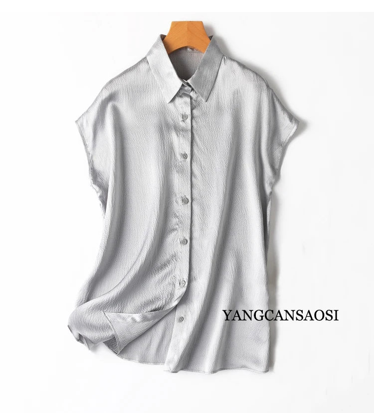 Pearl Dusk Office 100% Silk Womens Blouse