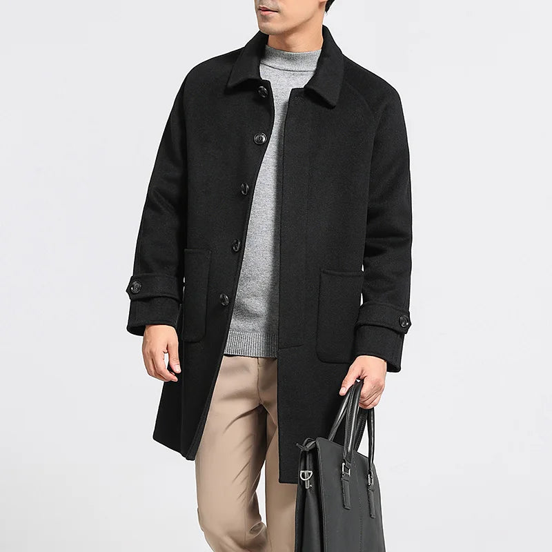 Autumn Gold Mens 100% Wool Overcoat