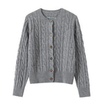 Wool Cable Knit Cardigan Women Sweater