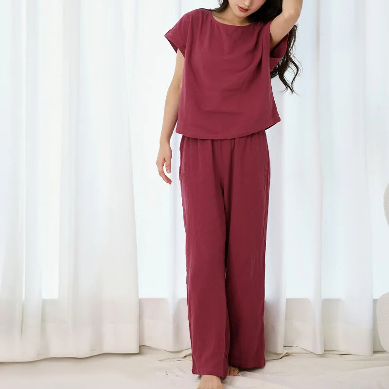 Mistwood Peach 100% Cotton Womens Pajamas Two-Piece Set