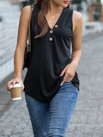 Midnight Cinder V-Neck Sleeveless Viscose Womens Blouse