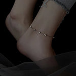 Serene Cloud Floral Silver Womens Ankle Bracelet
