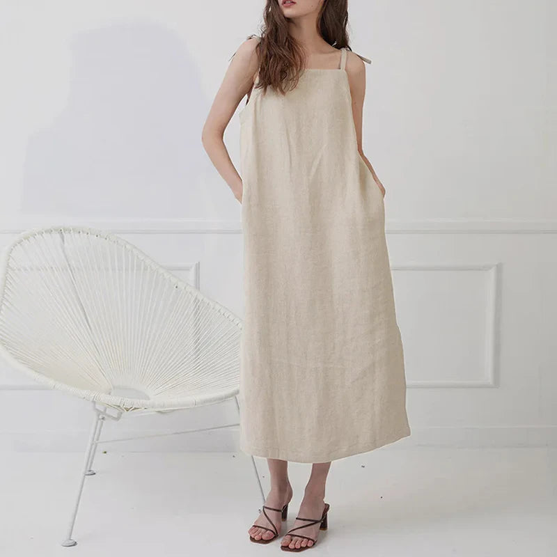 Midnight Meadow 100% Linen Womens Dress