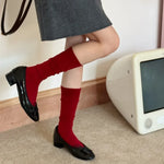 Mulberry Fog 2Pcs College Silk Wool Womens Socks