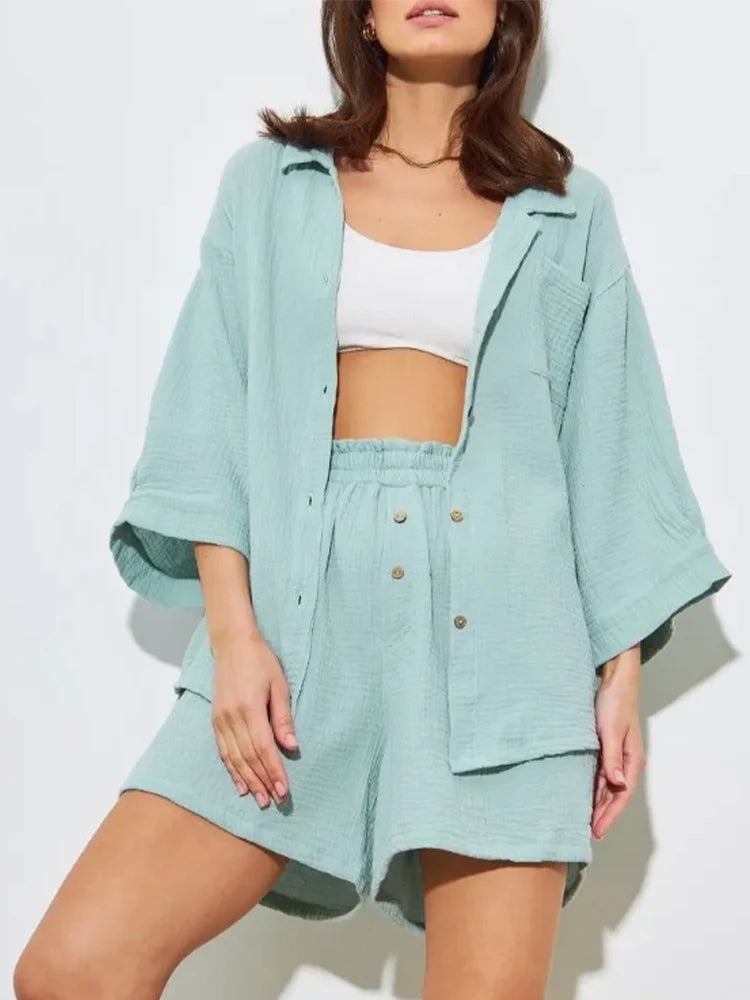 Ivory Dusk Desert Sand Womens Casual Cotton Set