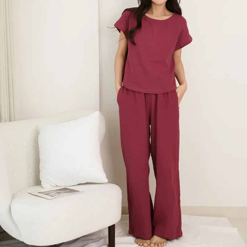 Mistwood Peach 100% Cotton Womens Pajamas Two-Piece Set
