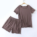 Lime Forest Solid Shorts Viscose Womens Pajama Set