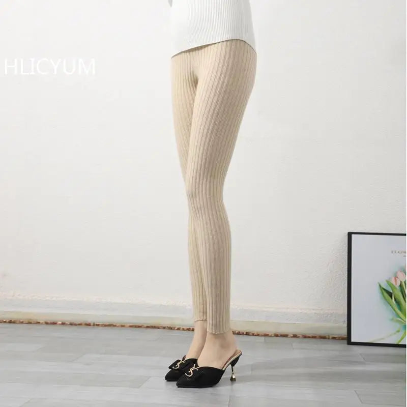 Cloudberry Mist Knit Wool Cashmere Womens Leggings