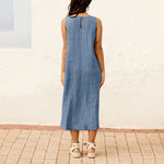 Tropical Oasis Sleeveless 100% Linen Womens Dress