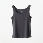 Women Tank Top Ribbed Cotton Boat Neck Sleeveless Top Essentials M-XL
