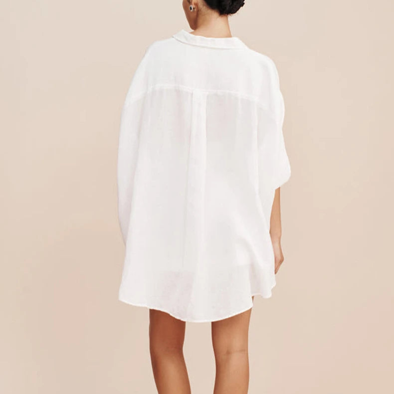 Crimson Rose Dots Casual Linen Womens Blouse