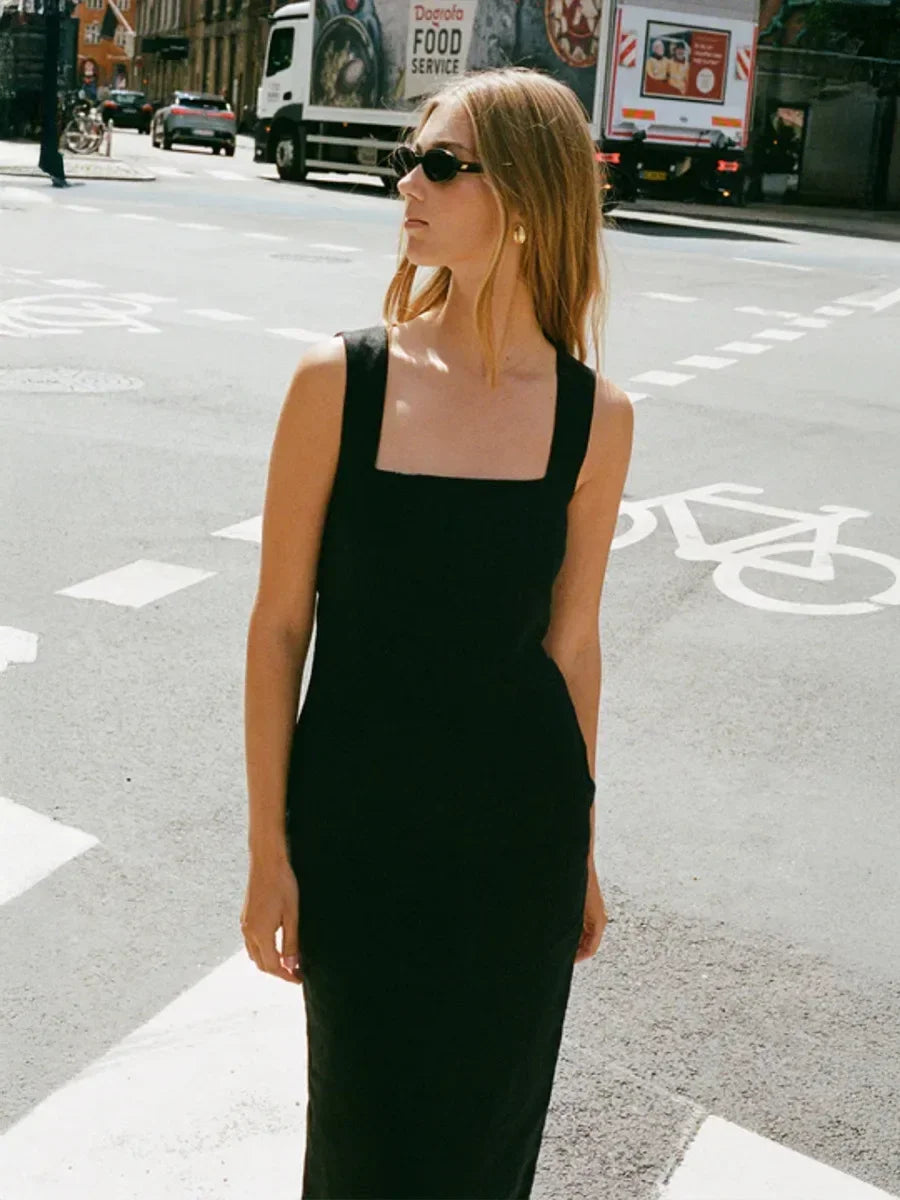 Crimson Sunset Womens Dress Cotton Linen