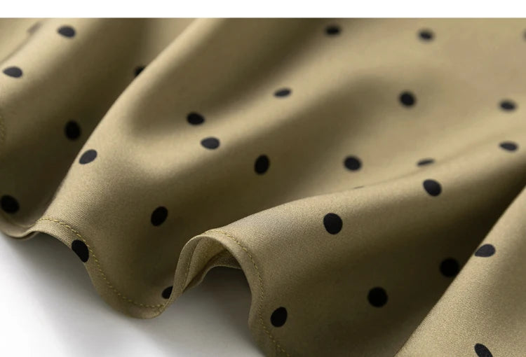 Green Dots Mulberry Silk Womens Skirt