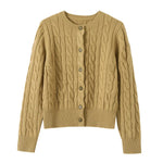 Wool Cable Knit Cardigan Women Sweater