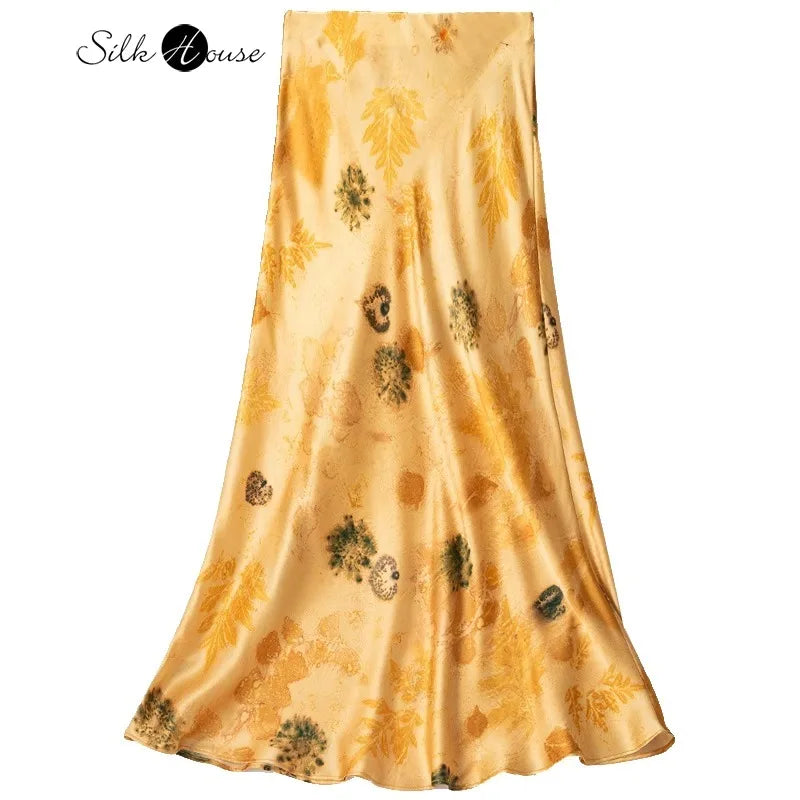 Sunlit Meadow 100% Silk Womens Casual Skirt