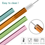 Azure Frost Reusable Heat-Resistant Borosilicate Glass Straws With Cleaning Pipes