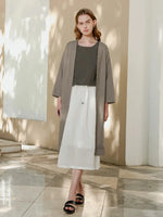 Dusky Coral Dots Casual Cotton Linen Womens Skirt