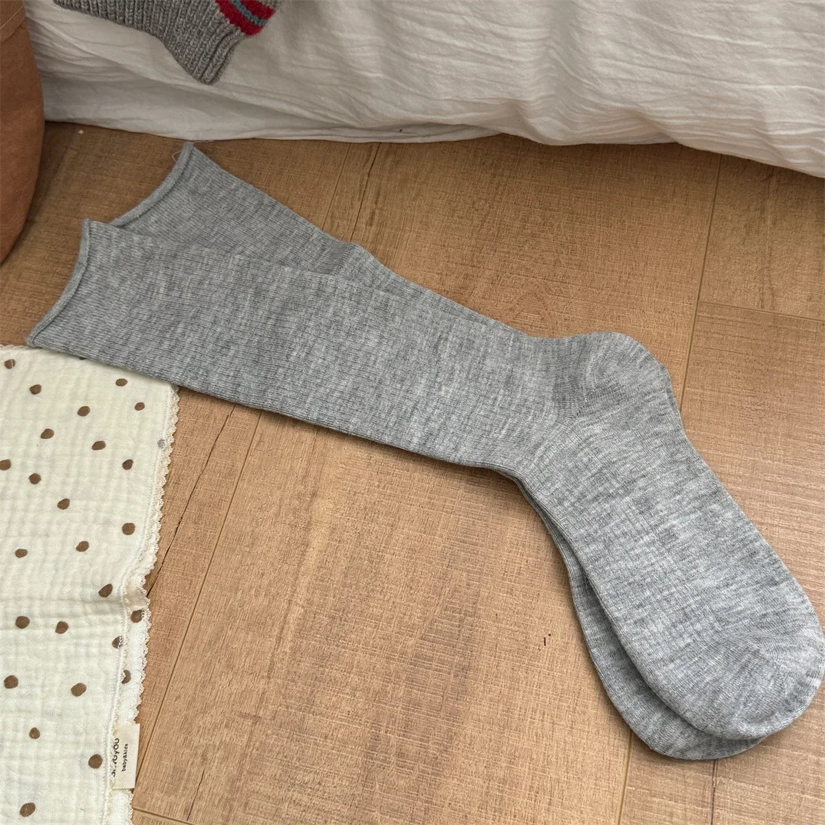 Mulberry Fog 2Pcs College Silk Wool Womens Socks