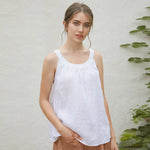 Midnight Soir Elegant Sleeveless 100% Linen Womens Top