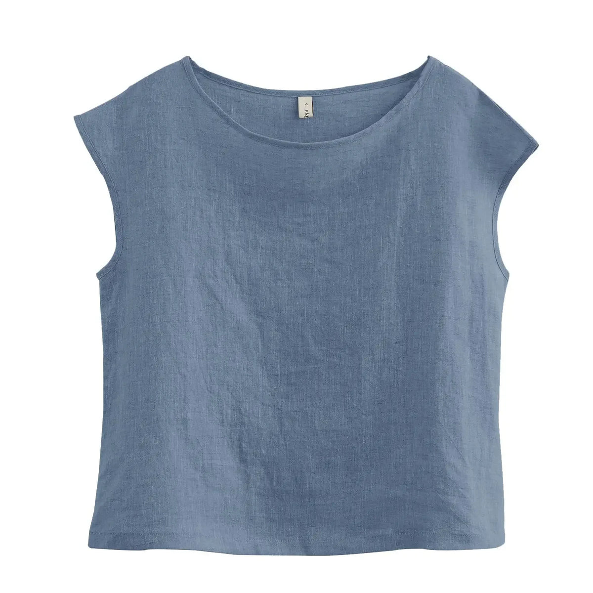 Azure Sky Indigo Regular Casual Linen Top Womens