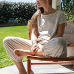 Tranquil Azure Dots Casual Linen Womens Top