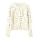 Wool Cable Knit Cardigan Women Sweater