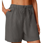 Leaf Sage Cotton Linen Womens Shorts