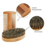 2Pcs Soft Boar Wood Beard Brush Set