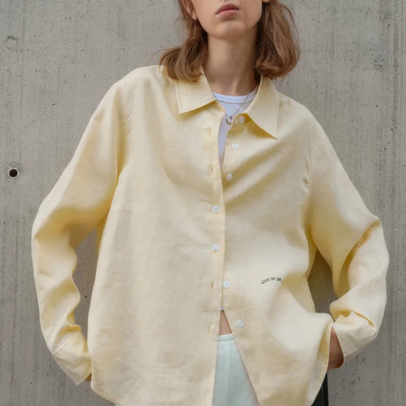 White Lily 100% Linen Womens Casual Shirt