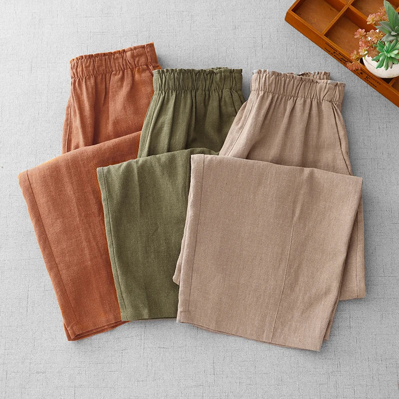 Toasted Orange Cotton Linen Womens Pants