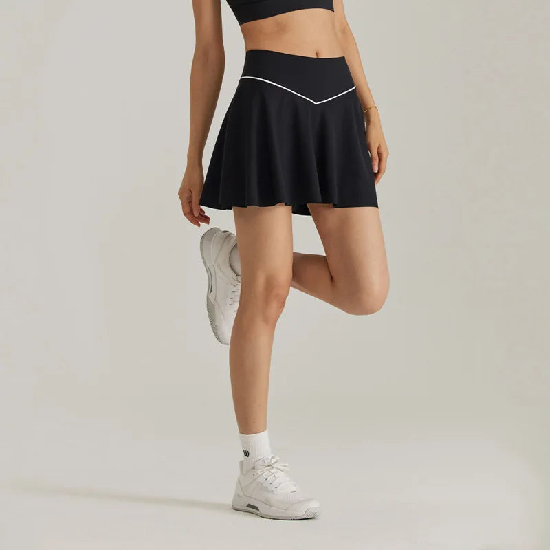 Sunset Rise 2Pcs Cotton Womens Tennis Skirt & Shirt Set