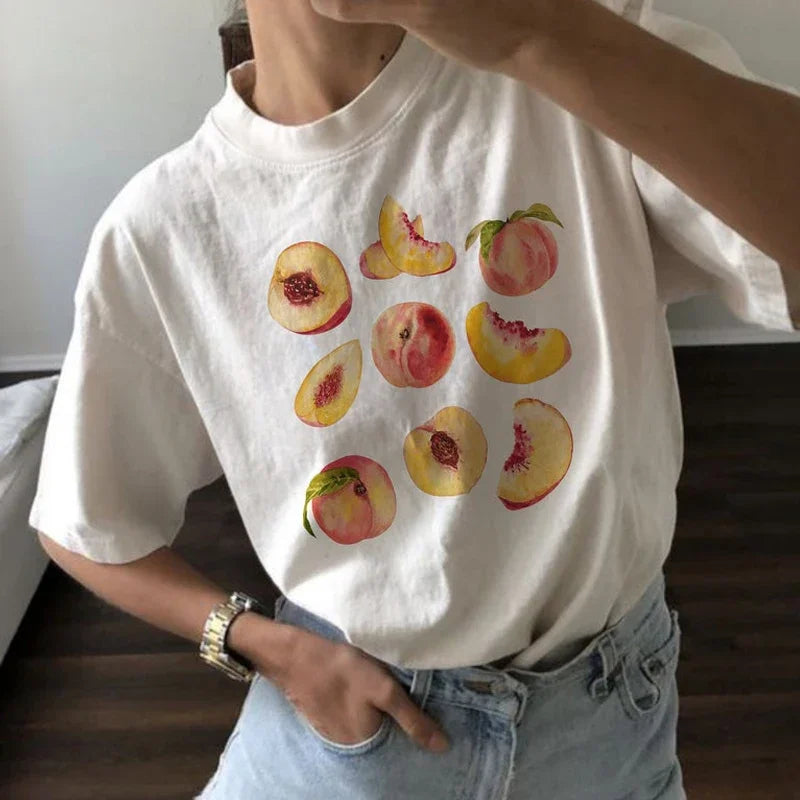 Sweet Peaches 100% Cotton Womens Graphic Tee