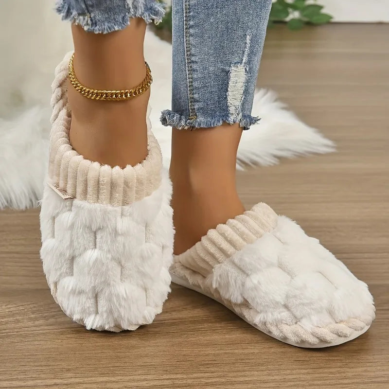 Plush Walk Faux Fur Cotton Womens Slippers