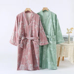 Golden Blossom Cotton Womens Robe