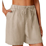 Leaf Sage Cotton Linen Womens Shorts