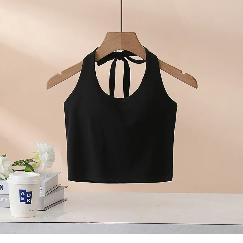 Autumn Vibes Cotton Viscose Womens Halter Top